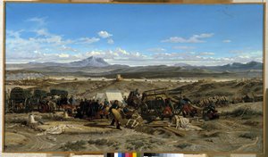 Läger upp vid middagstid. Målning av Emile Loubon (1809-1863). Olja på duk. Musee Granet, Aix en provence