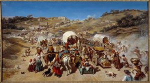 Emigration under koleraepidemin i Marseille 1850 Målning av Emile Loubon (1809-1863) 1850 Dim. 0,74 x 1,70 m Montpellier museum Fabre