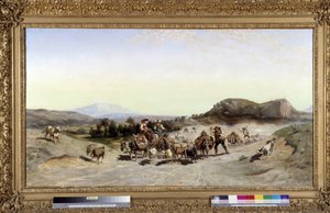 Sainte Victoire-berget och transhumance Målning av Emile Loubon (1809-1863) 1847 Mått 71x132 cm.