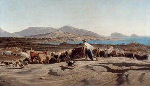 Utsikt över Marseille, ta Aygalades på en dagspromenad - Målning av Emile Loubon (1809-1863)