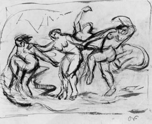Figurkomposition med badande och dansande kvinnor. av Emile Othon Friesz