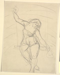 Kvinnlig konstnär sitter på trapets av Emile Othon Friesz