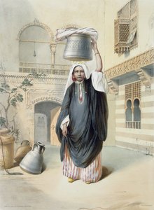 Ung arabisk flicka som återvänder från hamamet i Kairo, illustration från "Nildalen", graverad av puben Emile Desmaisons (1812-80). av Lemercier, 1848