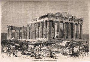 The Parthenon, a Athenes, teckning av Therond, för att illustrera historien om M.A. Proust, en vinter i Aten