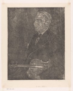 Porträtt av konstnärens far med fiol av Emilius Wilhelmus Dehé (signed by artist)