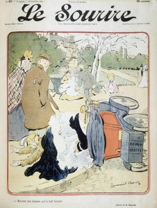 Bilolycka: "En annan kvinna som går fel."" Illustration av Emmanuel Barcet (1870-1940) - i "" Le Smile"" från 1901-01-19 av Emmanuel Barcet