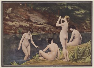 Nymfer (färg litho) av Emmanuel Benner