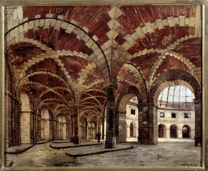 Invändig utsikt över den gamla vetehallen. Målning av Emmanuel Lansyer (1835-1893) av Emmanuel Lansyer