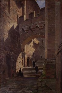 Mont Saint-Michel, befäst port i klostret, 1881 av Emmanuel Lansyer
