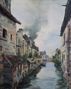 Beaulieu-kanalen, utsikt över bron på vägen från Loches till Beaulieu. 1891 (olja på duk) av Emmanuel Lansyer