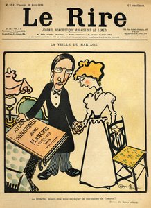 Dagen före bröllopet, tecknad film från omslaget till "Le Rire", 26 augusti 1899