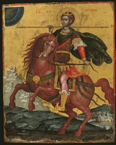 Ikon av St Demetrios till häst, 1672 (äggtempera på panel)