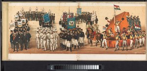Procession i Haarlem, 1872 (skylt 12) Procession hölls i Haarlem, den 1 april 1872. (seriens titel på objektet)