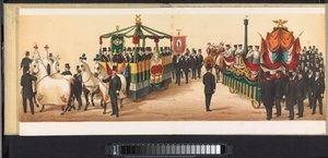 Parad i Haarlem, 1872 (skylt 9) Procession hölls i Haarlem, den 1 april 1872. (seriens titel på objektet)