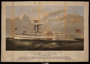 Narragansett Steamship Co:s världsberömda ångare Providence Benj M Simmons. Befälhavare... (litografi) av Endicott Endicott