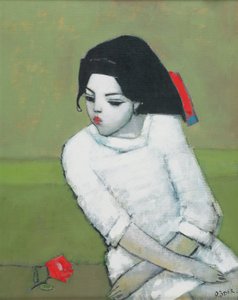 Lizzie i vitt (olja ombord) av Endre Roder