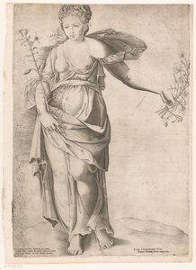 Flora av Proserpina Mirror of Roman Magnificence (serietitel) av Enea Vico (attributed to)