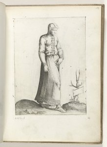 En kvinna i Spanien, klädd enligt mode från ca. 1550 Attityderna hos olika nationer i vår tid (serietitel) av Enea Vico