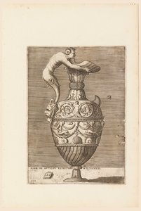 Ewer med en satyr som håller en stor snäcka (Vico) av Enea Vico