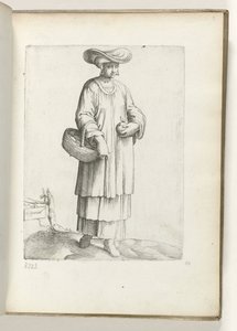 Spanien (titel på objekt) Vrouw met mand i spanska kläder. ca. 1550 Attityderna hos olika nationer i vår tid (serietitel) av Enea Vico