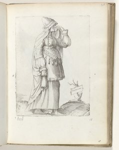 Tartara m(ulier) (titel på objekt) Tartaarse kvinna, ca. 1550 Attityderna hos olika nationer i vår tid (serietitel) av Enea Vico
