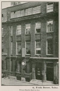 6 Frith Street, Soho, där Haziltt dog 1830 av English Photographer