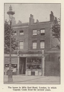 88 Mile End Road, London, hus där den engelske upptäcktsresanden kapten James Cook bodde från 1764 till sin död (s/v foto) av English Photographer