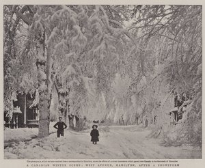 En kanadensisk vinterscen, West Avenue, Hamilton, efter en snöstorm av English Photographer
