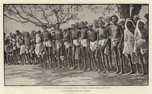 En grupp infödda på hjälparbetet vid Deori Panagar, nära Jubbulpore av English Photographer