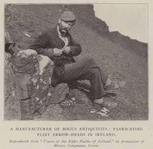 En tillverkare av falska antikviteter som tillverkar pilhuvuden av flinta i Irland av English Photographer
