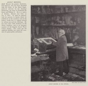 Adolf Menzel i sin studio av English Photographer