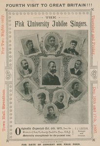 Annonsera för ett framträdande av The Fisk University Jubilee Singers av English Photographer