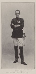 Alfonso XIII, i uniform av en generalkapten i Spanien av English Photographer