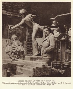 Alfred Gilbert, engelsk skulptör i arbete på Eros av English Photographer