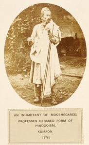En invånare i Mooshegaree, bekänner sig till en förnedrad form av hindooism, Kumaon, från The People of India, av J. Forbes Watson, publicerad 1868 (albumtryck) av English Photographer