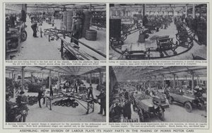 Montering, hur arbetsfördelning spelar sina många roller i tillverkningen av Morris Motor Cars (s/v foto) av English Photographer