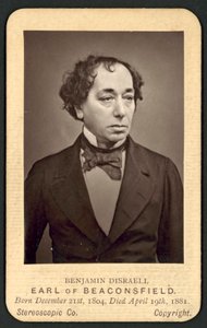 Benjamin Disraeli, Earl of Beaconsfield, minnesfotokort (s/v foto) av English Photographer