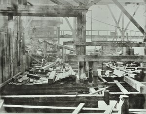 Blackfriars Bridge: byggnadsarbete pågår, 1869 av English Photographer
