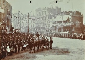 Blackwall Tunnel: släkting som prinsen av Wales, senare kung Edward VII, och prinsessan Alexandria närvara vid den ceremoniella invigningen av tunneln, 1897 av English Photographer