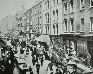 Brick Lane Market, Brick Lane: allmän bild, 1895 av English Photographer