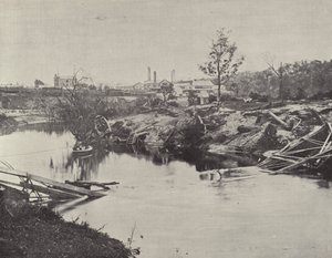 Burnley Bridge, över Yarra, efter översvämningarna i juli 1891 av English Photographer