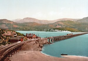 Cadair Idris och Barmouth Bridge, pub. c.1900 av English Photographer