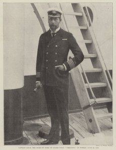Kapten HRH hertigen av York ombord på HMS Crescent, i Torbay, 25 juni 1898 av English Photographer