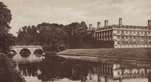 Clare College och Bridge, Cambridge (s/v foto) av English Photographer
