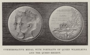 Jubileumsmedalj med porträtt av drottning Wilhelmina och drottningen-regenten av English Photographer