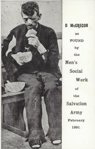 D McGregor som hittats av Frälsningsarméns sociala arbete, februari 1891 av English Photographer