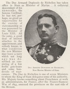 Hertig Armand Duplessis de Richelieu, Siams nya marinminister av English Photographer