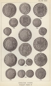 Engelska mynt, Cromwell, Charles II (s/v foto) av English Photographer