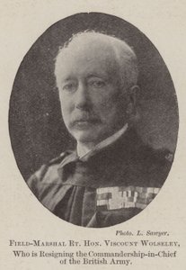Fältmarskalk höger ärade Viscount Wolseley, som avgår från den brittiska arméns överbefälhavare av English Photographer