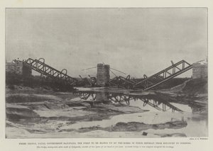 Frere Bridge, Natal Government Railways, den första som sprängdes av boerna i deras reträtt från Estcourt till Colenso av English Photographer
